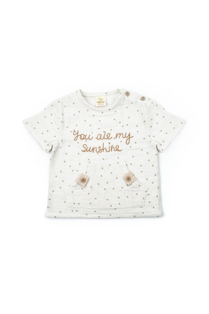 Set tricou cu pantaloni scurti TeddyBear, 100% bumbac organic, BabyCosy