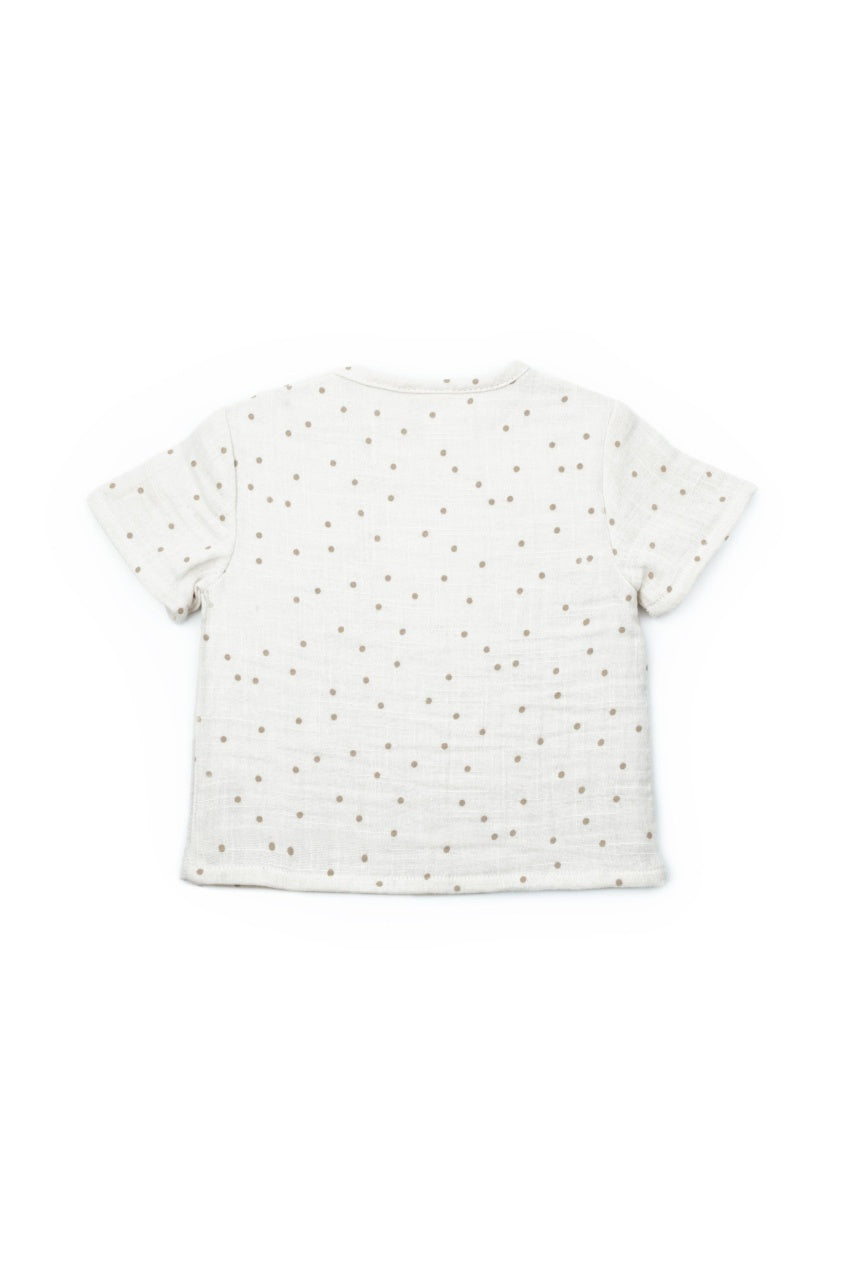 Set tricou cu pantaloni scurti TeddyBear, 100% bumbac organic, BabyCosy