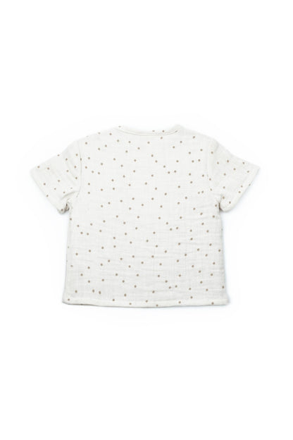 Set tricou cu pantaloni scurti TeddyBear, 100% bumbac organic, BabyCosy