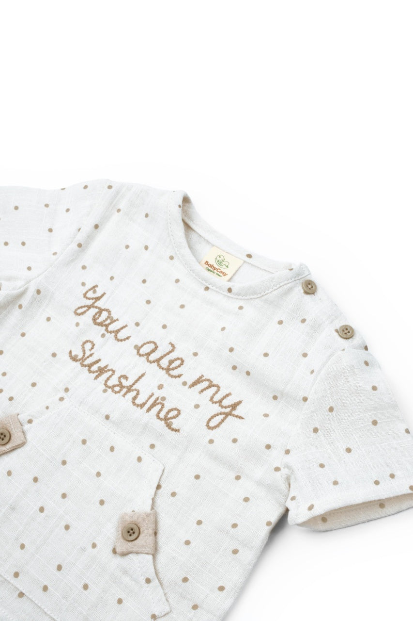 Set tricou cu pantaloni scurti TeddyBear, 100% bumbac organic, BabyCosy