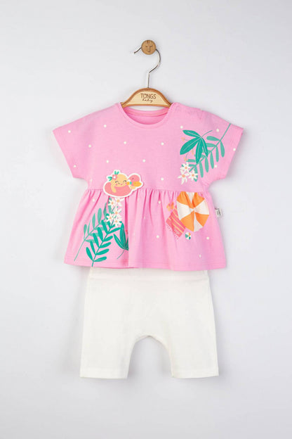 Set tricou de vara cu pantalonasi pentru fetite, Tongs baby