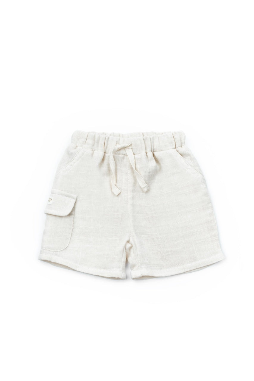 Set tricou maro cu pantaloni scurti TeddyBear, 100% bumbac organic, BabyCosy