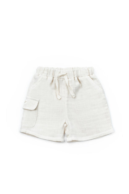 Set tricou maro cu pantaloni scurti TeddyBear, 100% bumbac organic, BabyCosy