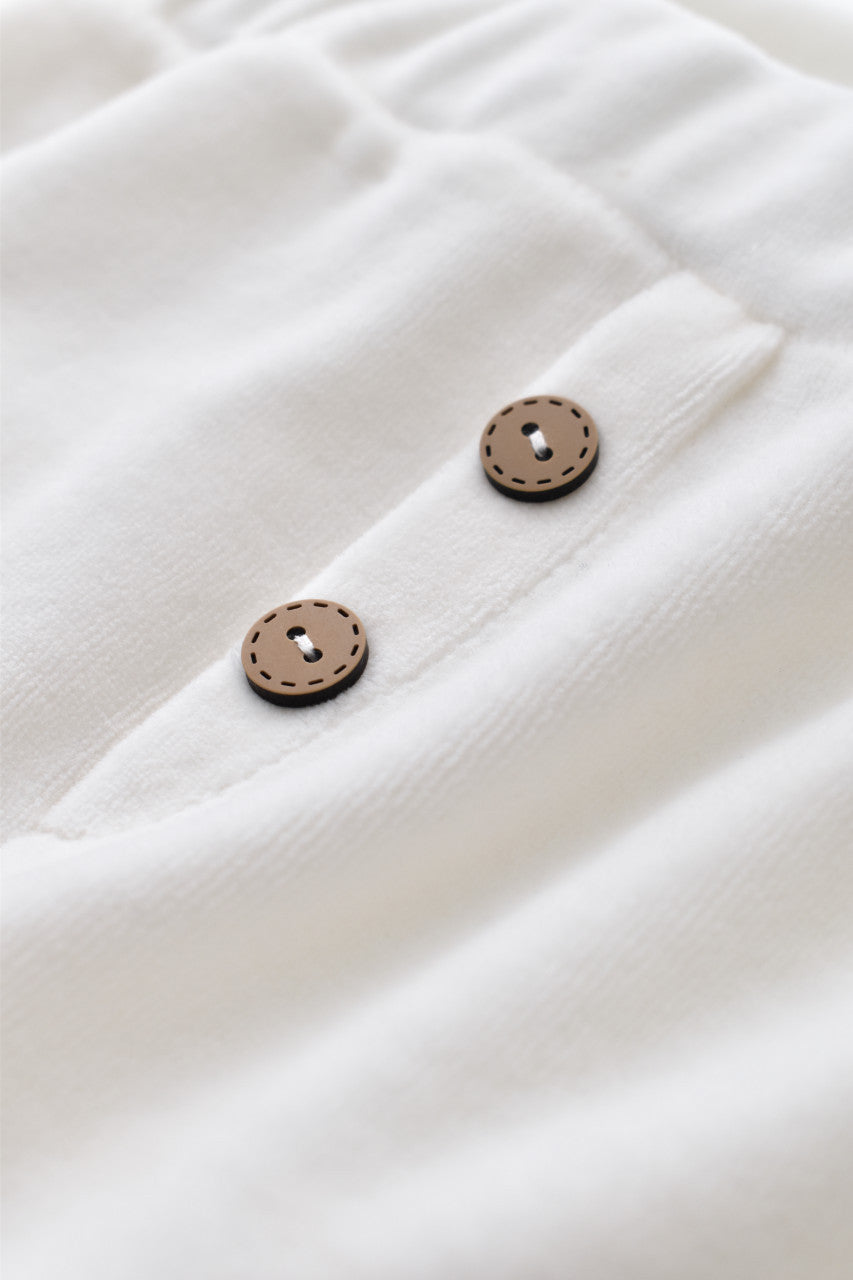 Set Ursulet cu bluzita cu fermoar si gluga si pantaloni lungi din 80%bumbac organic si 20% poliester - Ecru, BabyCosy