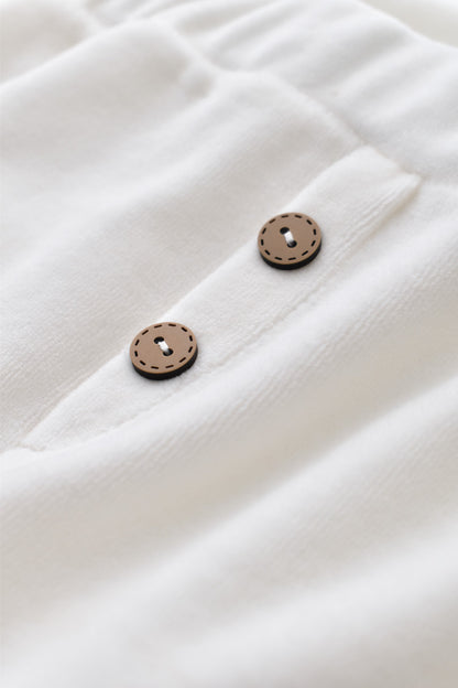 Set Ursulet cu bluzita cu fermoar si gluga si pantaloni lungi din 80%bumbac organic si 20% poliester - Ecru, BabyCosy