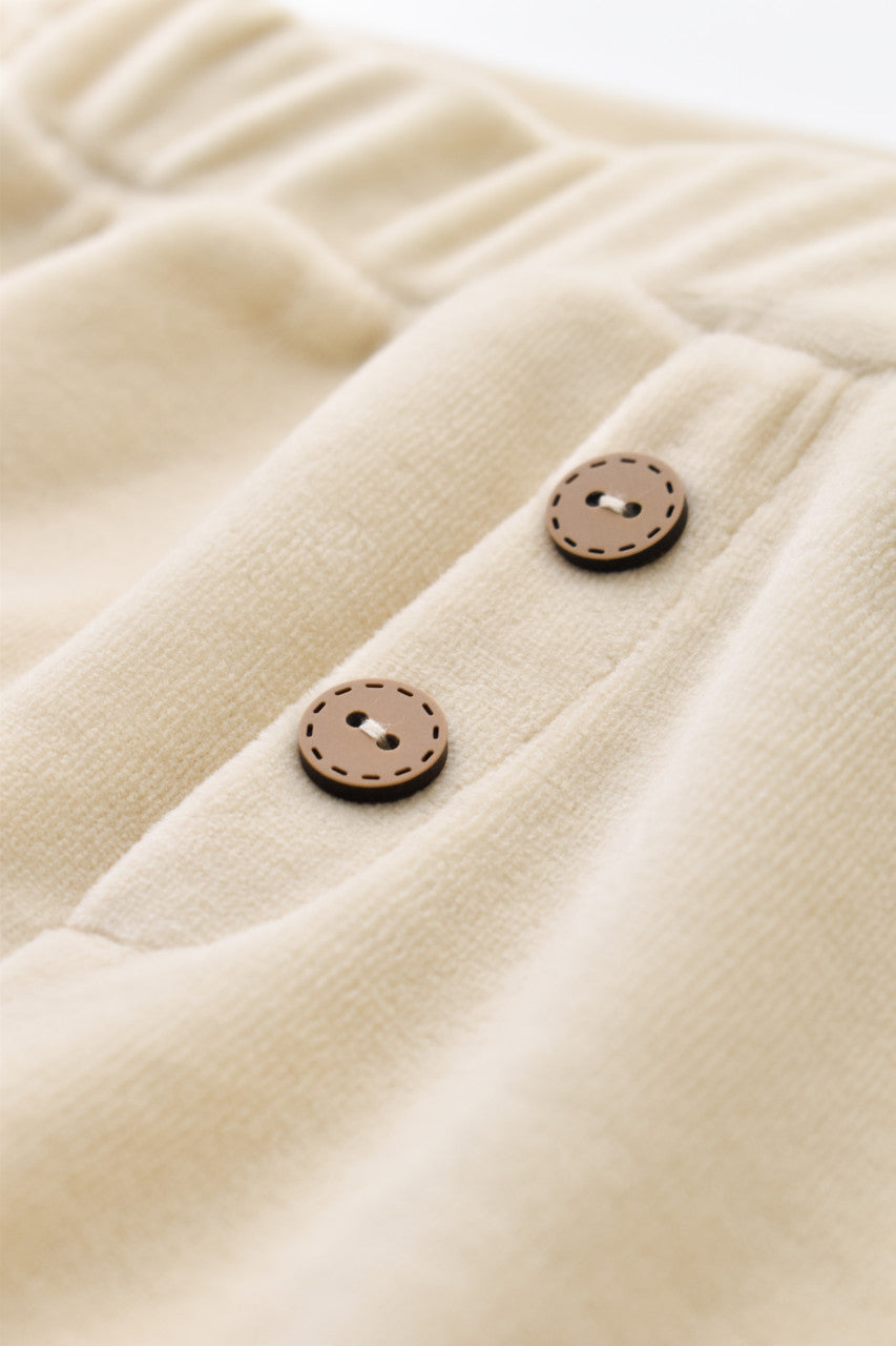 Set Ursulet cu bluzita cu fermoar si gluga si pantaloni lungi din 80%bumbac organic si 20% poliester - Crem, BabyCosy