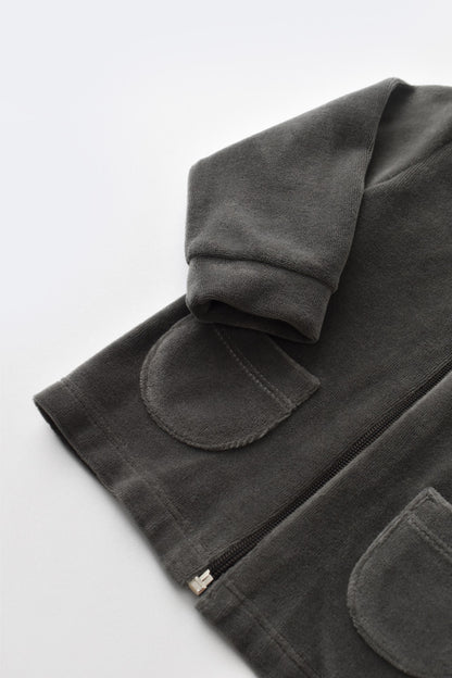 Set Ursulet cu bluzita cu fermoar si gluga si pantaloni lungi din 80%bumbac organic si 20% poliester - Antracit, BabyCosy