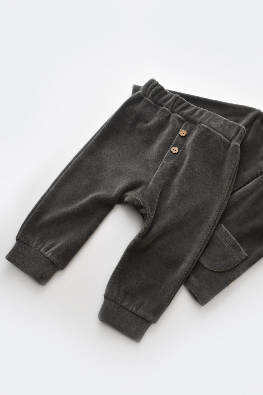 Set Ursulet cu bluzita cu fermoar si gluga si pantaloni lungi din 80%bumbac organic si 20% poliester - Antracit, BabyCosy