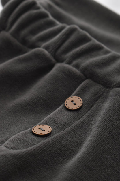 Set Ursulet cu bluzita cu fermoar si gluga si pantaloni lungi din 80%bumbac organic si 20% poliester - Antracit, BabyCosy