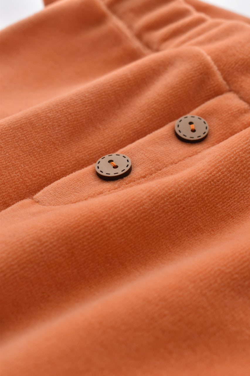 Set Ursulet cu bluzita cu fermoar si gluga si pantaloni lungi din 80%bumbac organic si 20% poliester - Portocaliu, BabyCosy