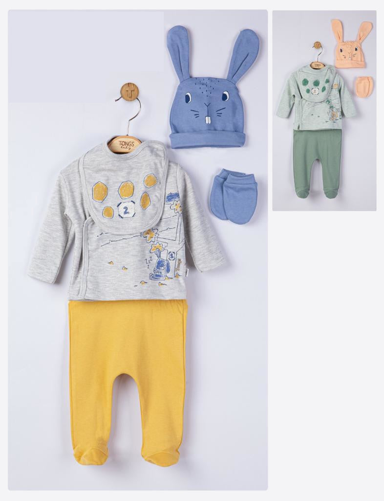 Setul 5 piese nou nascut Iepuras, Tongs baby