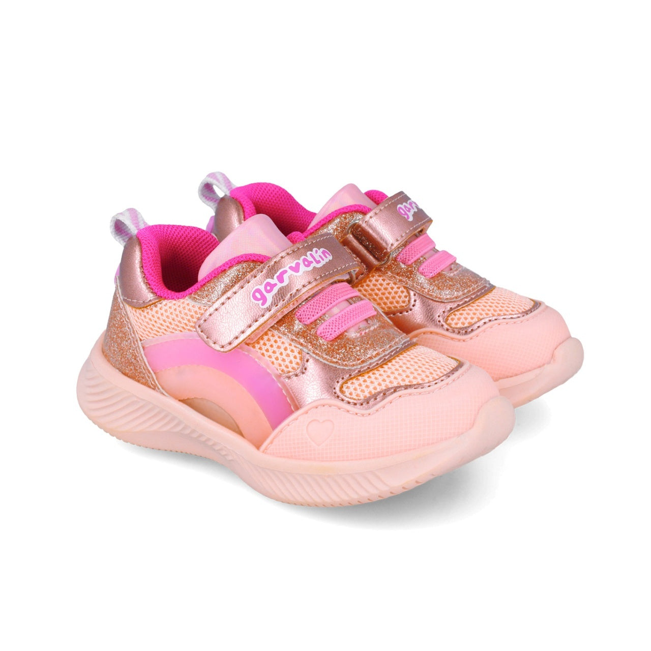 Sneakers cu leduri si curcubeu Garvalin 252801, roz