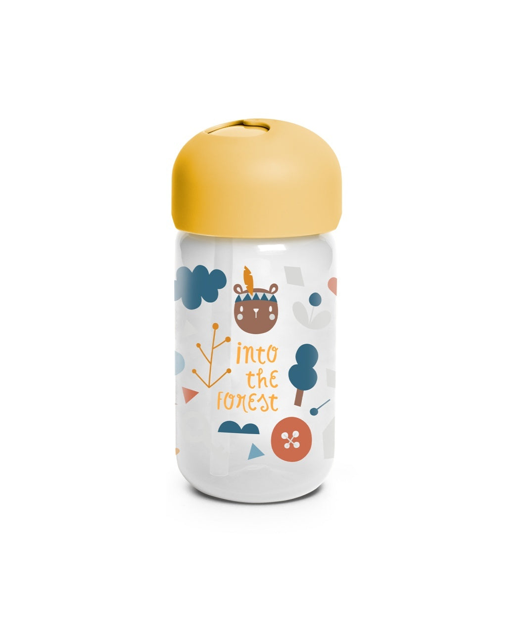Sticlă de apă cu pai inclus, 340 ml, galben, Forest, Suavinex