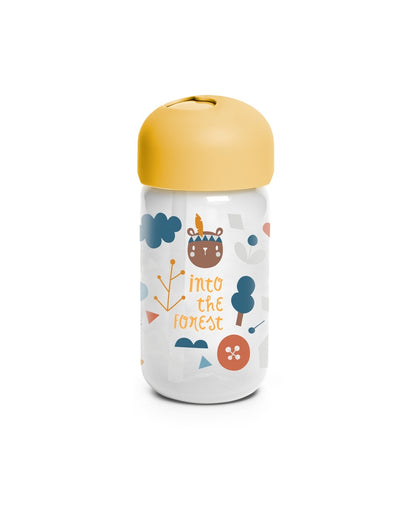 Sticlă de apă cu pai inclus, 340 ml, galben, Forest, Suavinex