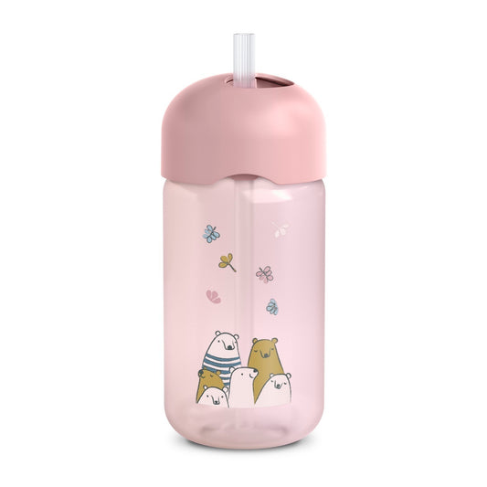 Sticlă de apă fără picurare, Bears, 340 ml, roz, Suavinex -