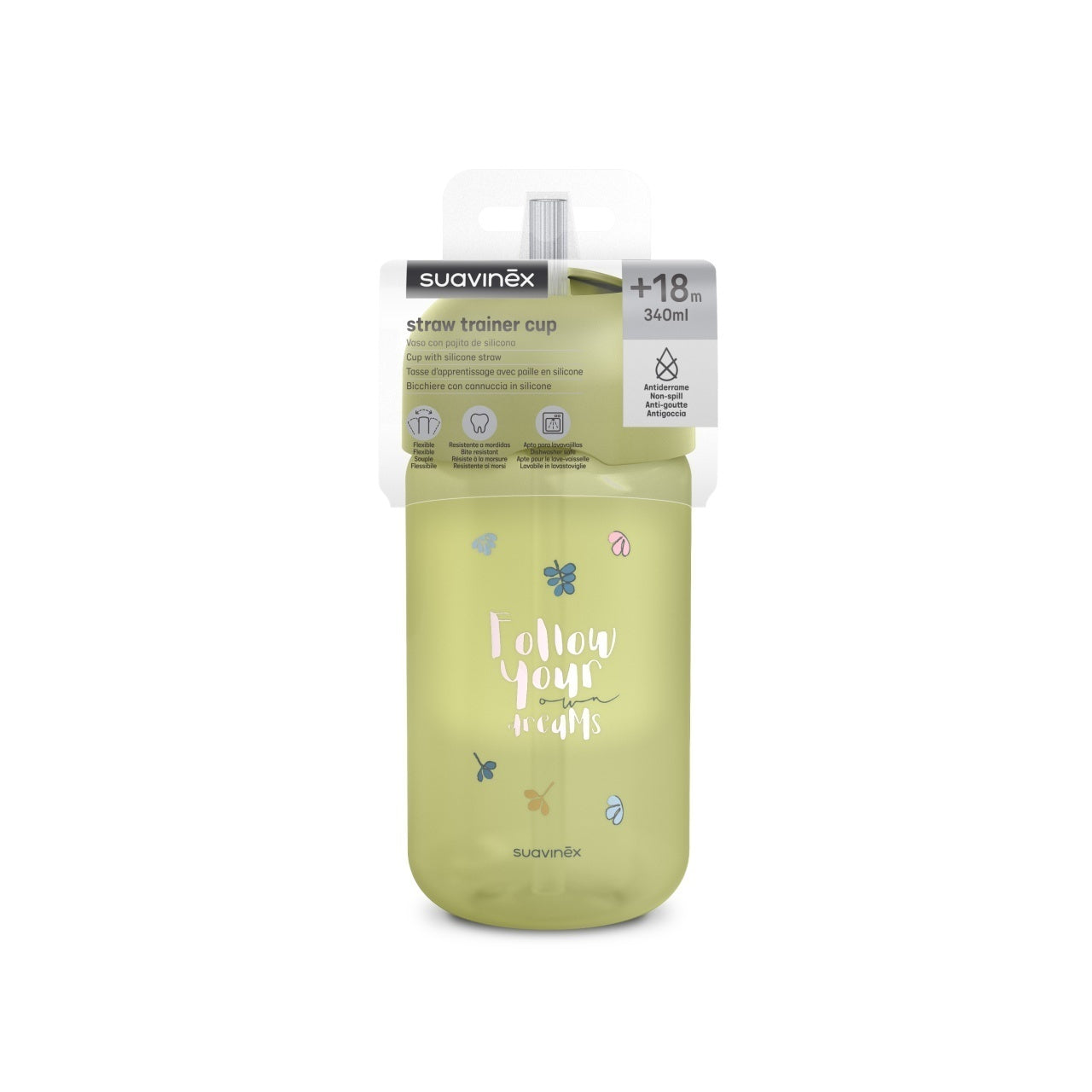 Sticlă de apă fără picurare, Bears, 340 ml, verde, Suavinex