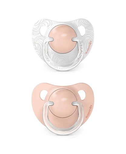 Suzetă anatomică din silicon, 2 buc 0-6 luni piersică Dreams