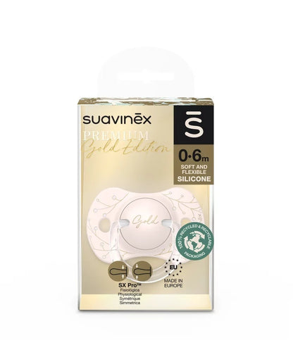 Suzetă fiziologică SX Pro din silicon 0-6 luni Roz Gold Premium