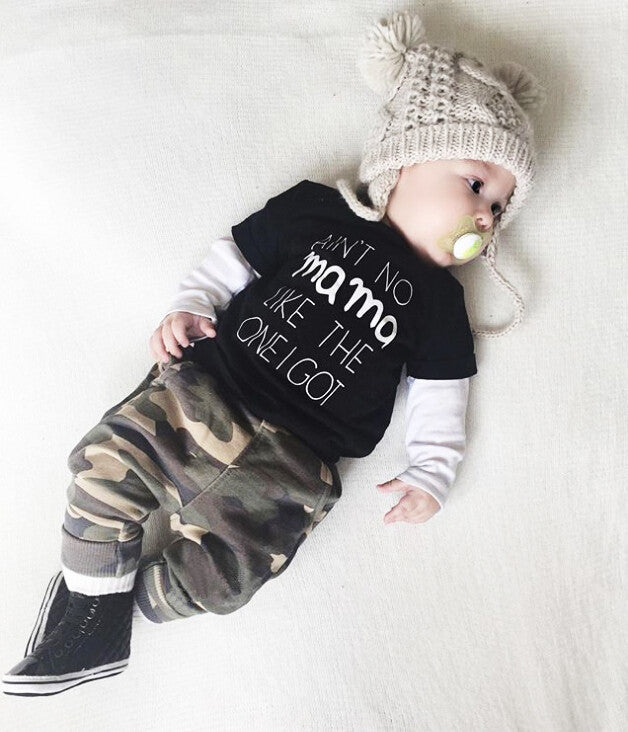 Tricou copii negru "Ain't No Mama" Drool