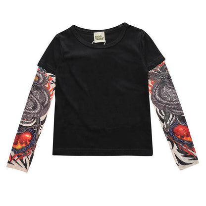 Tricou copii negru cu tatuaj Drool