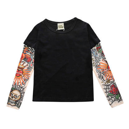 Tricou copii negru cu tatuaj Drool