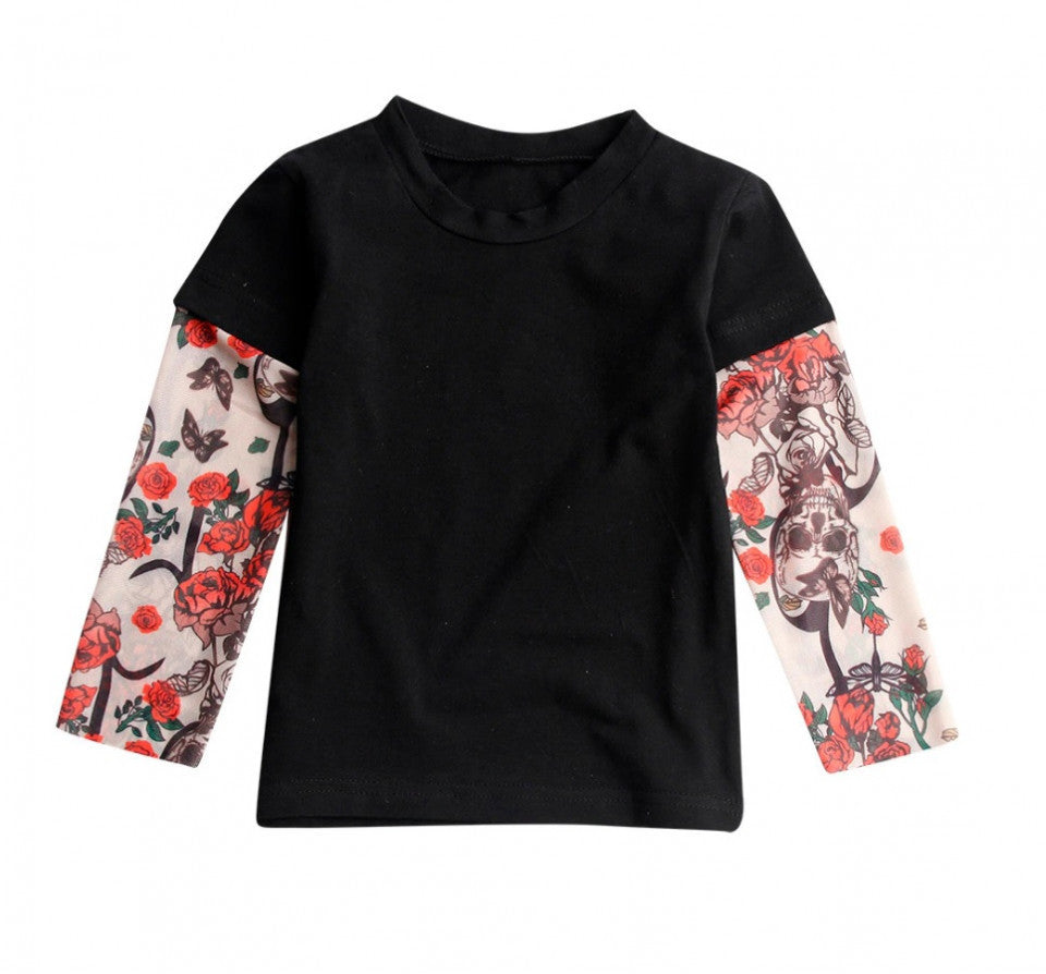Tricou copii negru cu tatuaj Drool
