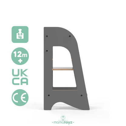 Turn de invatare MamaToyz Learning Tower din MDF, Gri