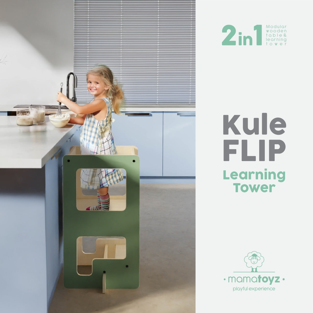 Turn de invatare multifunctional Kule Flip, Mint, MamaToyz