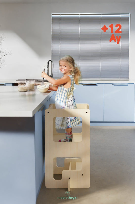 Turn de invatare multifunctional Kule Flip, Natur, MamaToyz