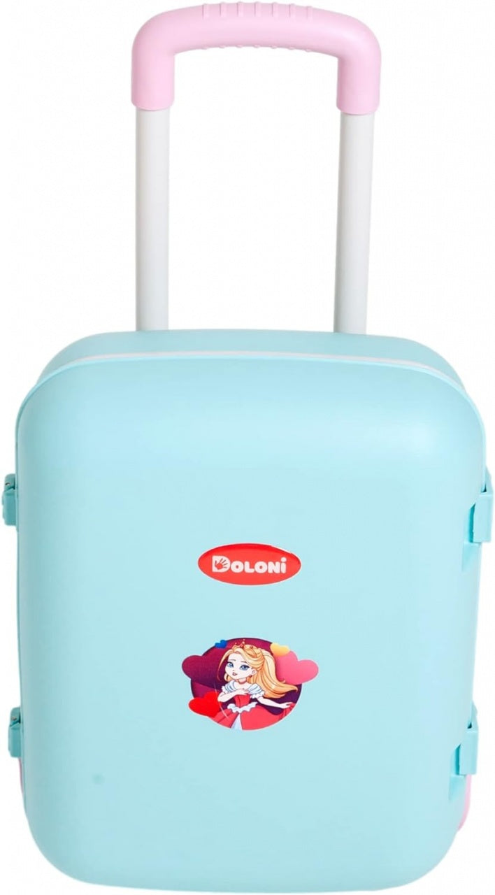 Valiza cu roti pentru copii, Doloni, turcoaz, 38x28x14 cm -